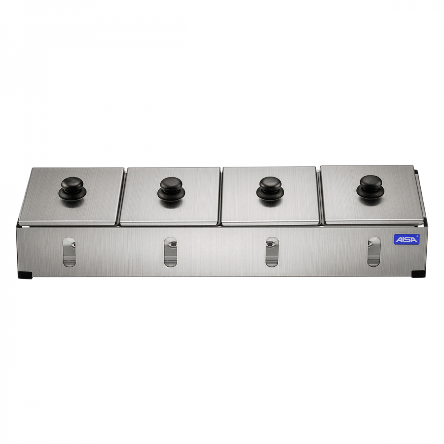 Condimentadora Pizzarola Inox 4 Cubas Acrílico Tampa Individual - Aisa